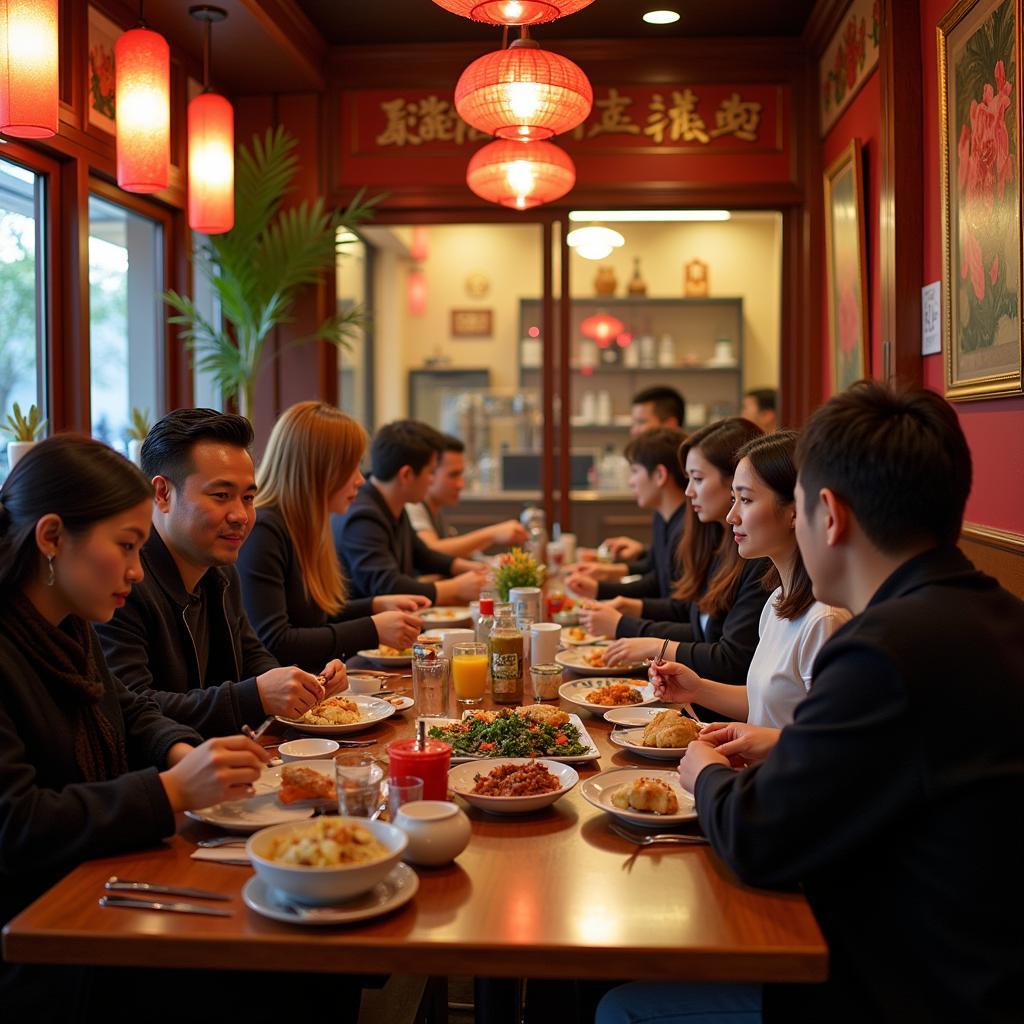 The bustling interior of a Yat Chinese restaurant