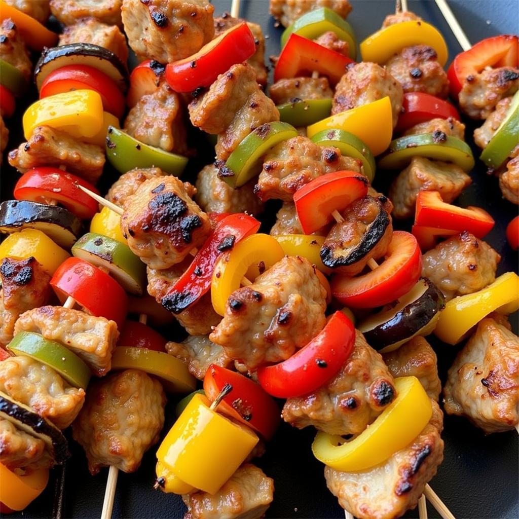 Skewers with meat and vegetables