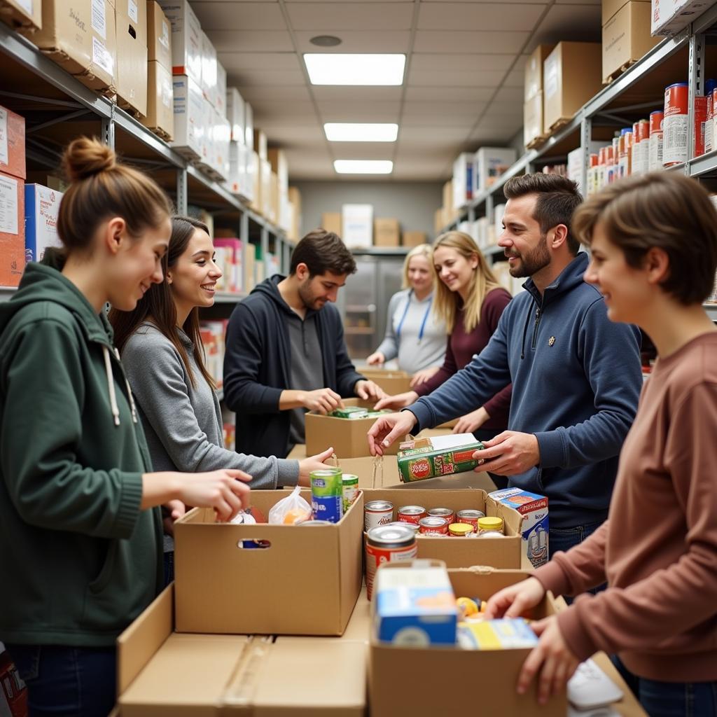 Zephyrhills Food Pantry Volunteers Sorting and Organizing Donated Food Items 