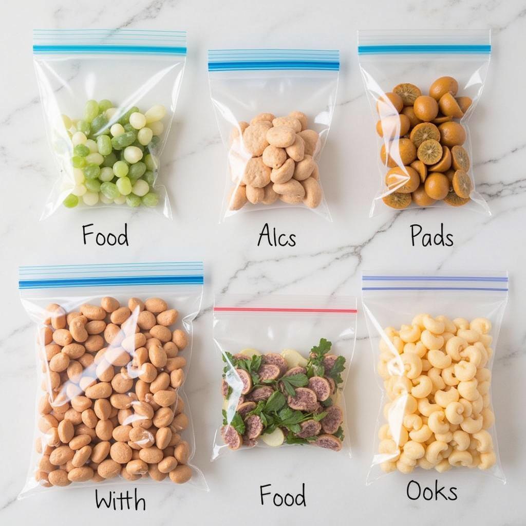 Various sizes of zip bags for food storage