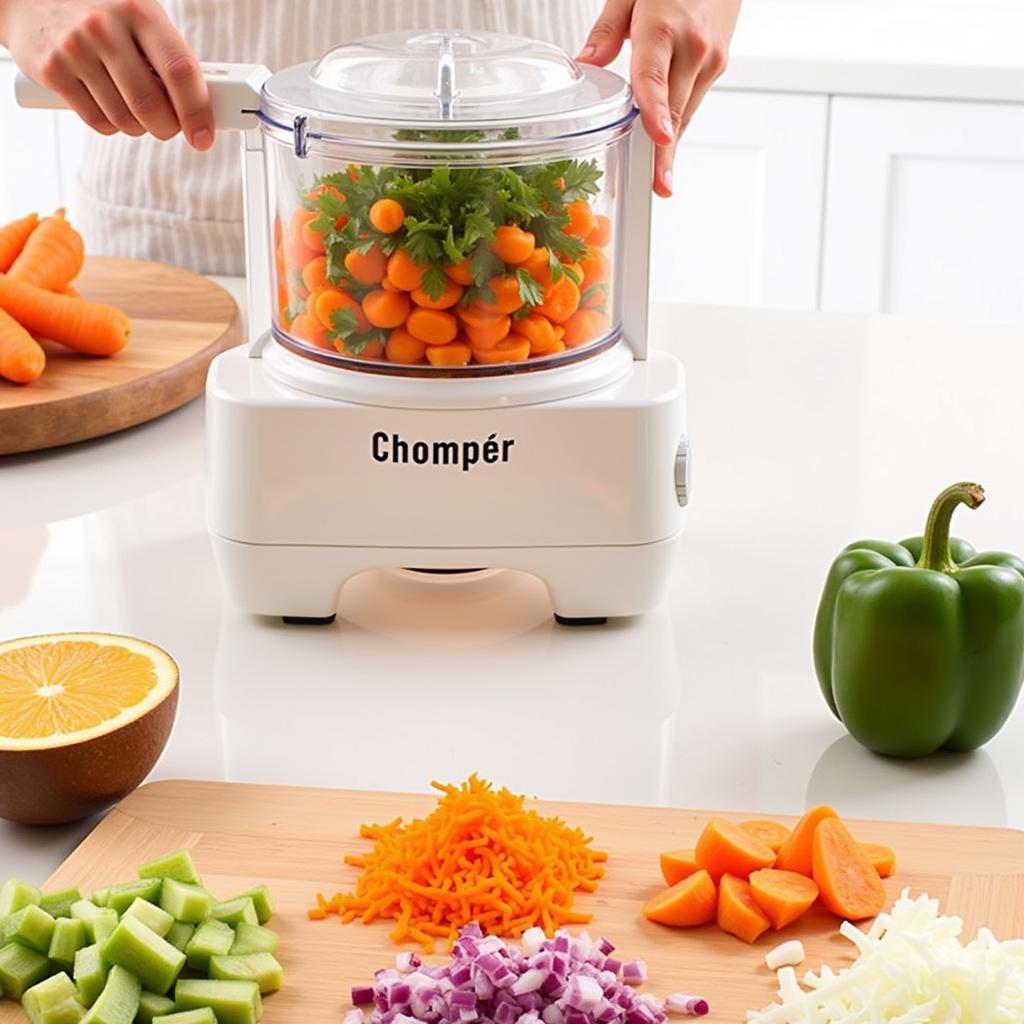 220v Food Chopper in Action: Chopping Vegetables