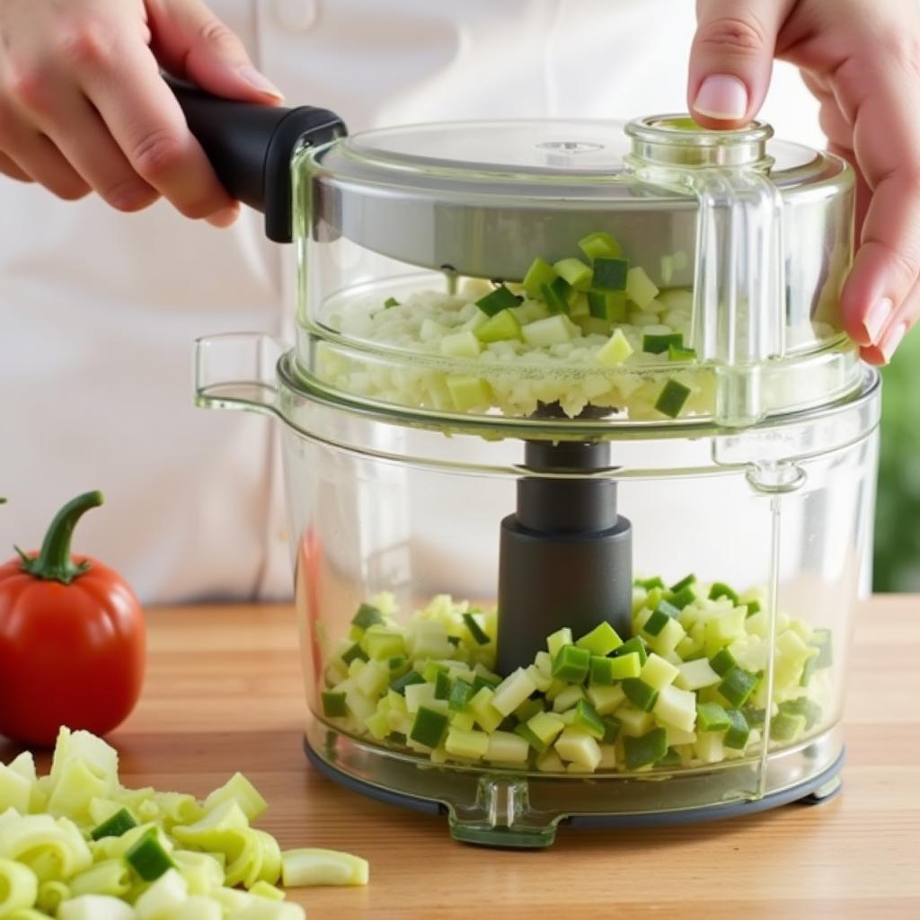 Chopping Vegetables in a 220v Food Processor