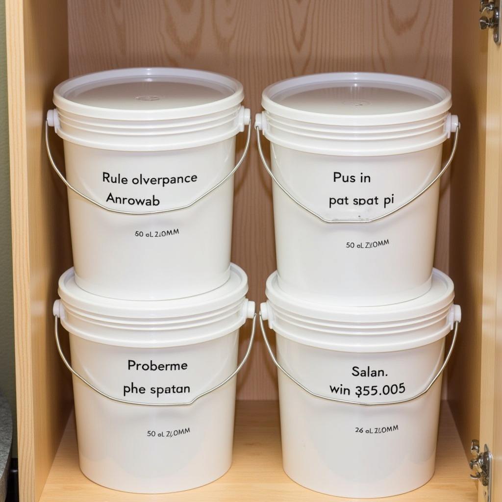 5-Gallon Food Buckets Stored in a Pantry