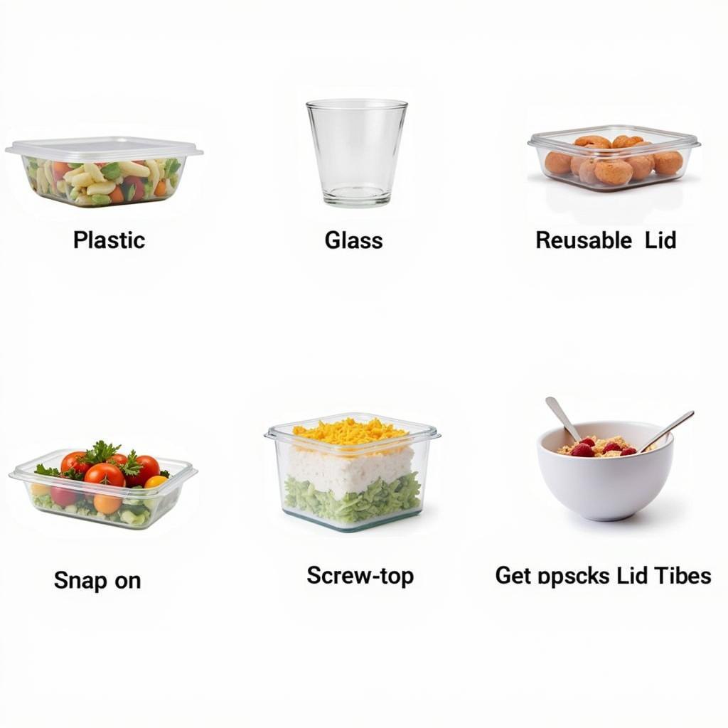 Variety of 6 oz food containers showcasing different materials and lid types