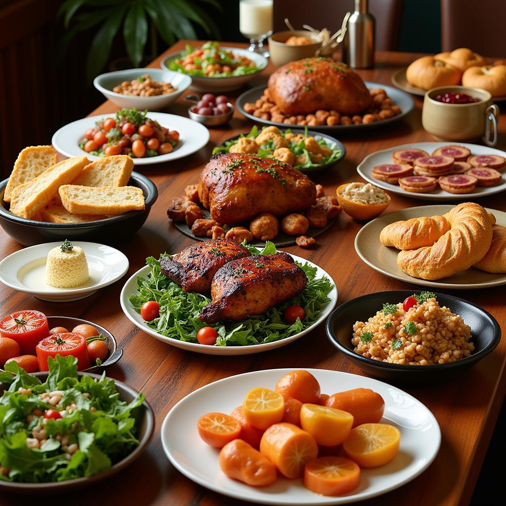 Abundant Food Spread on a Table