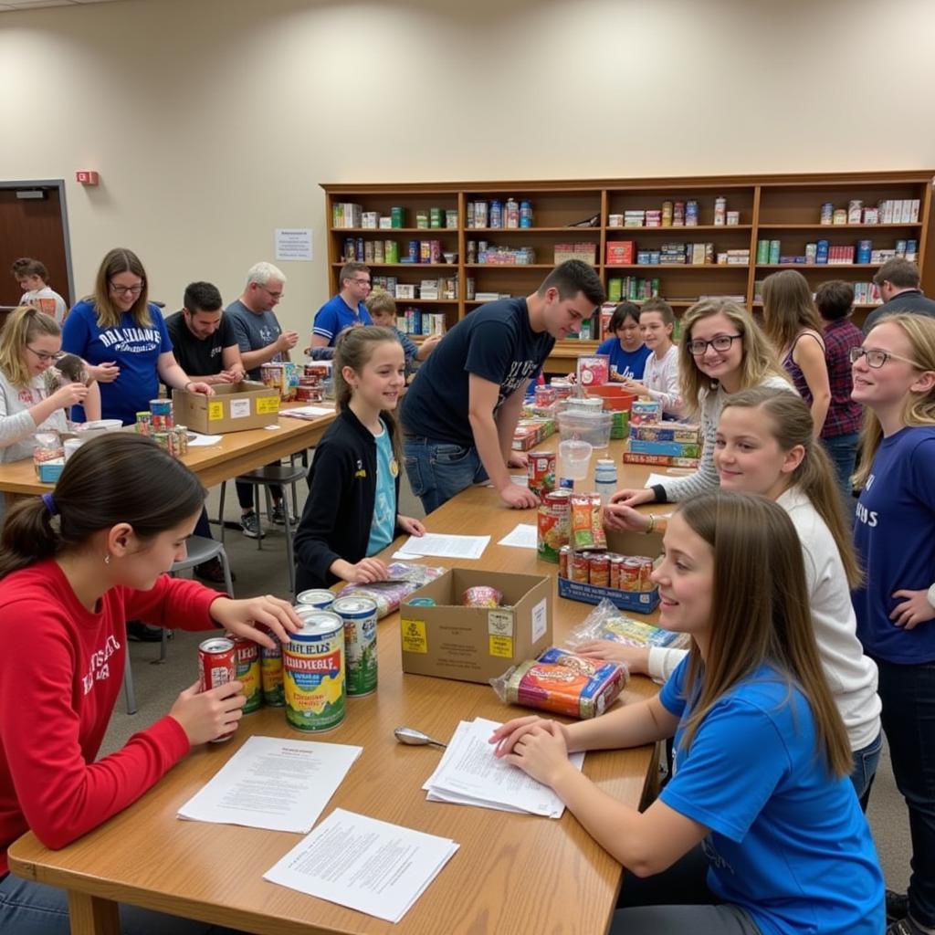 Volunteers at Abundant Grace Food Pantry organizing food donations.