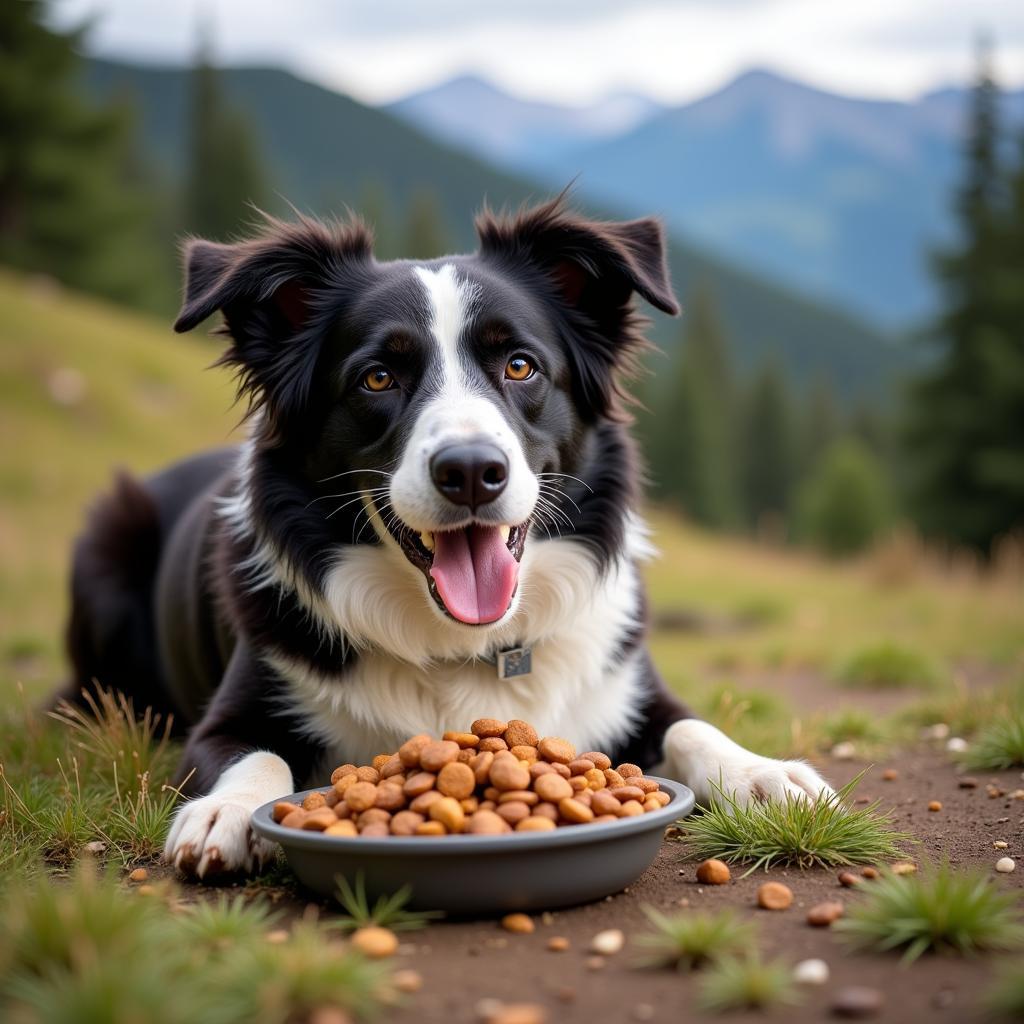 Active Dog Eating Northwest Dog Food