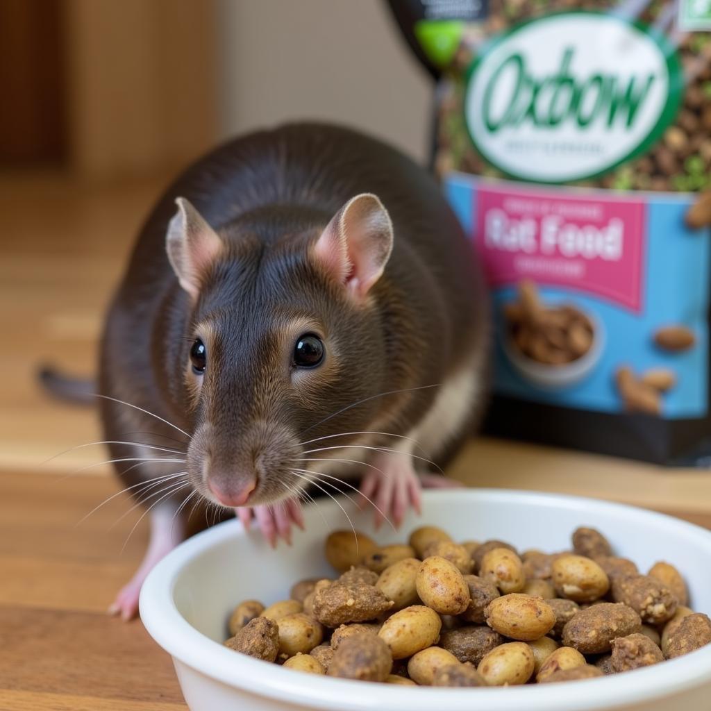 Adult Rat Enjoying Oxbow Rat Food