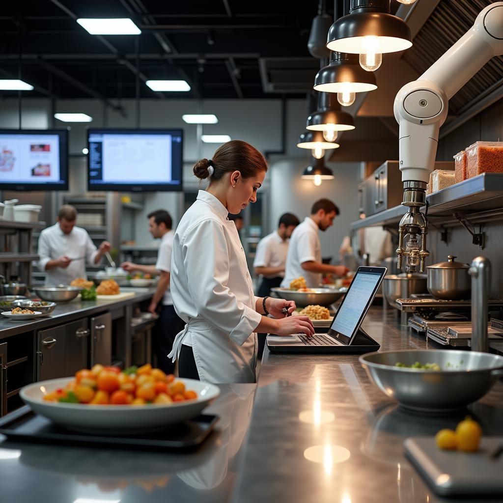 Advanced Food Service Technology in a Restaurant Kitchen