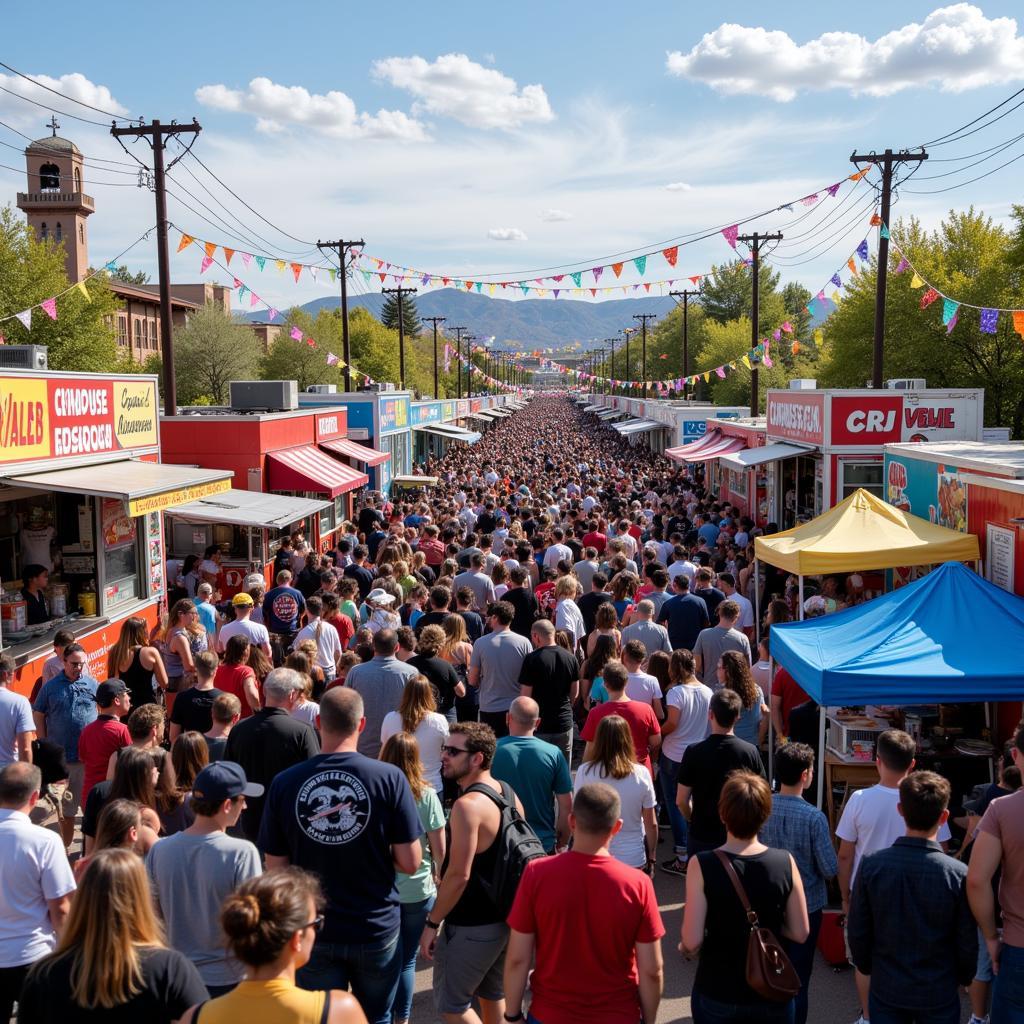 Crowds enjoying the Albuquerque Food Truck Festival