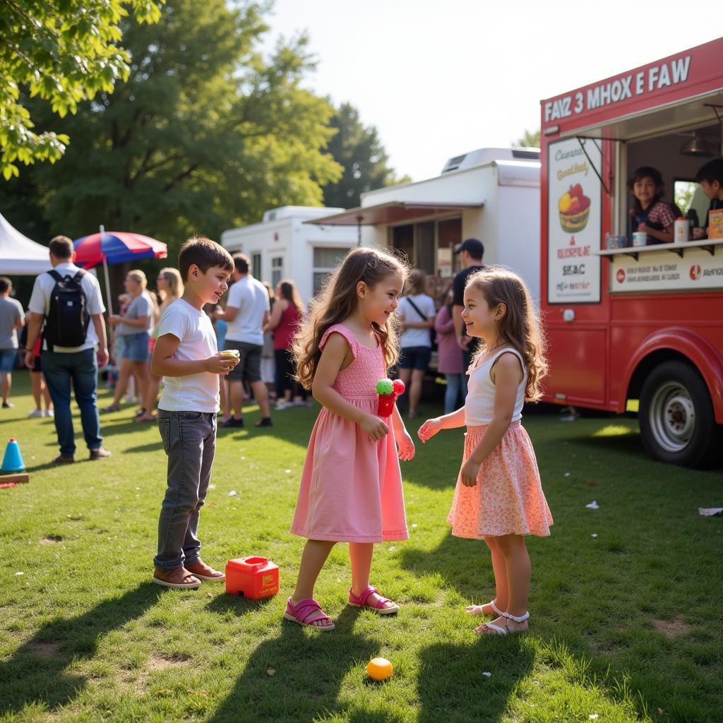 Families enjoying the Albuquerque Food Truck Festival