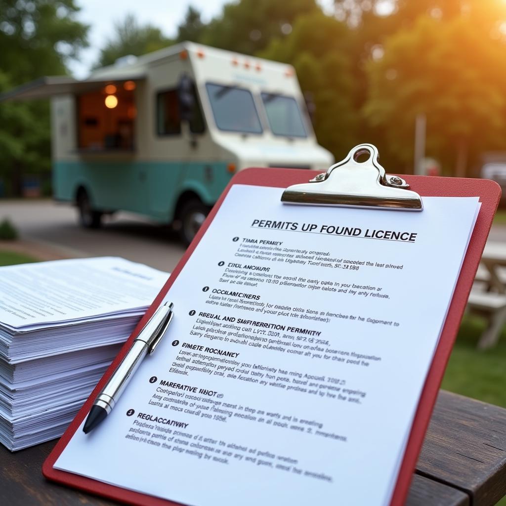 Alc Food Truck Permits and Licenses displayed on a clipboard