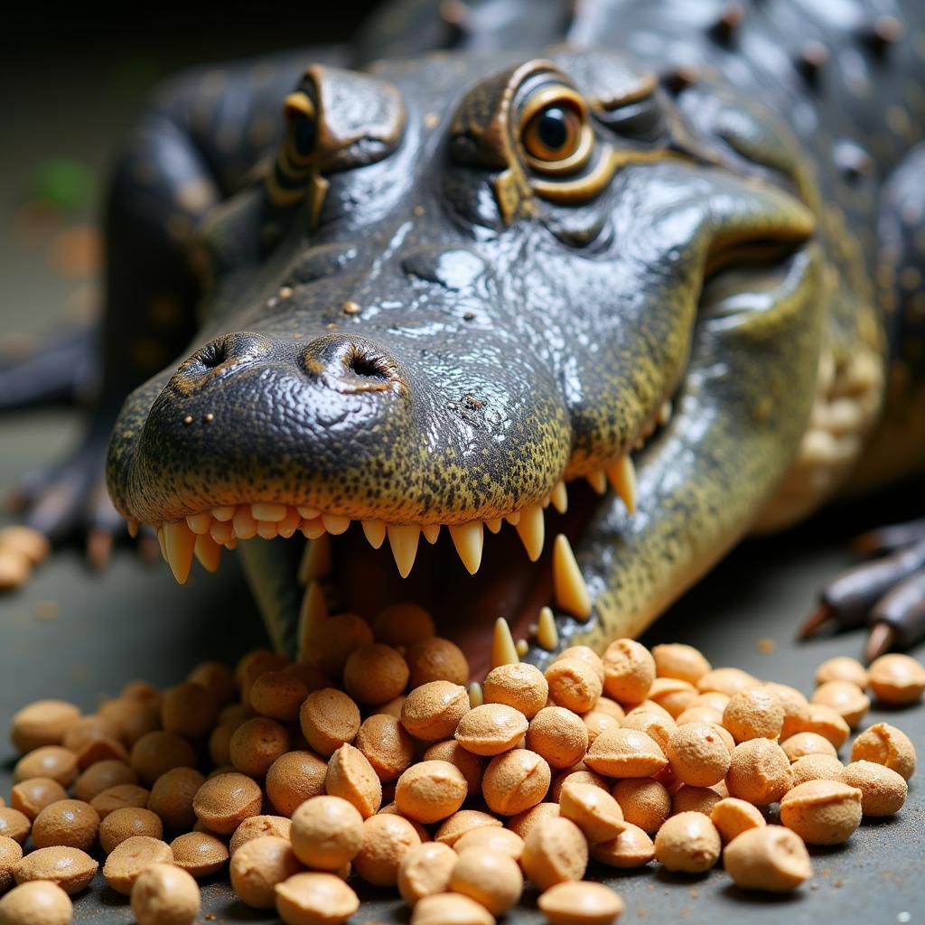 Alligator Eating Commercial Food