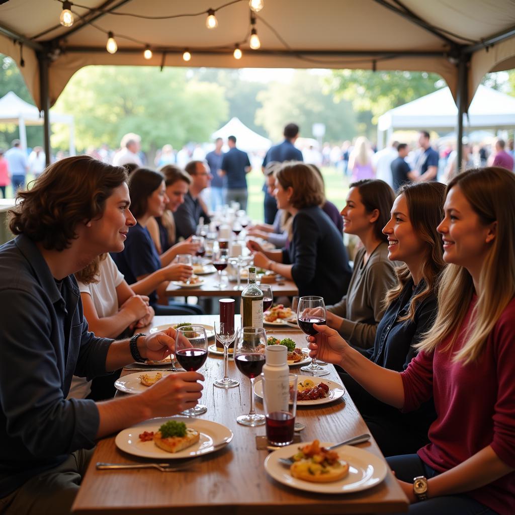 Attendees enjoying food and wine at the Altamont Food and Wine Festival