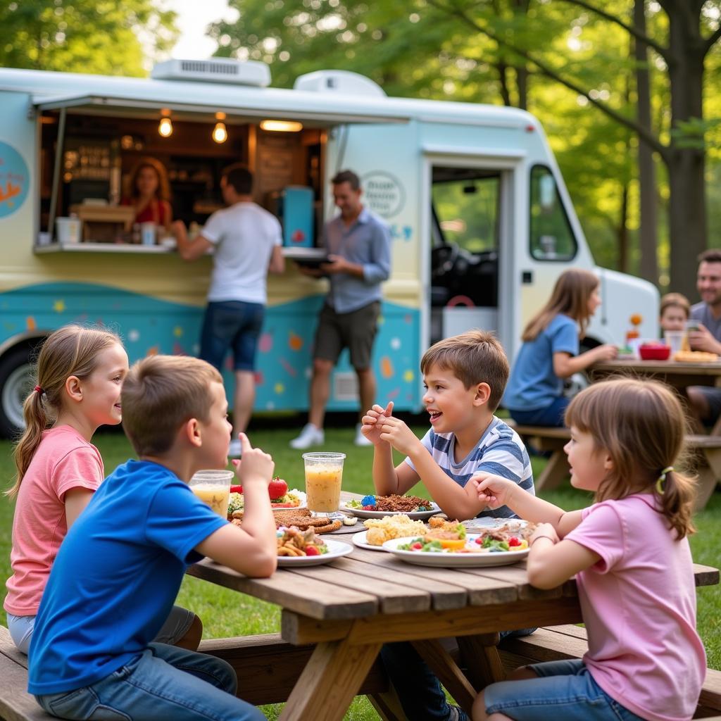 Families Enjoying the Alton Food Truck Festival