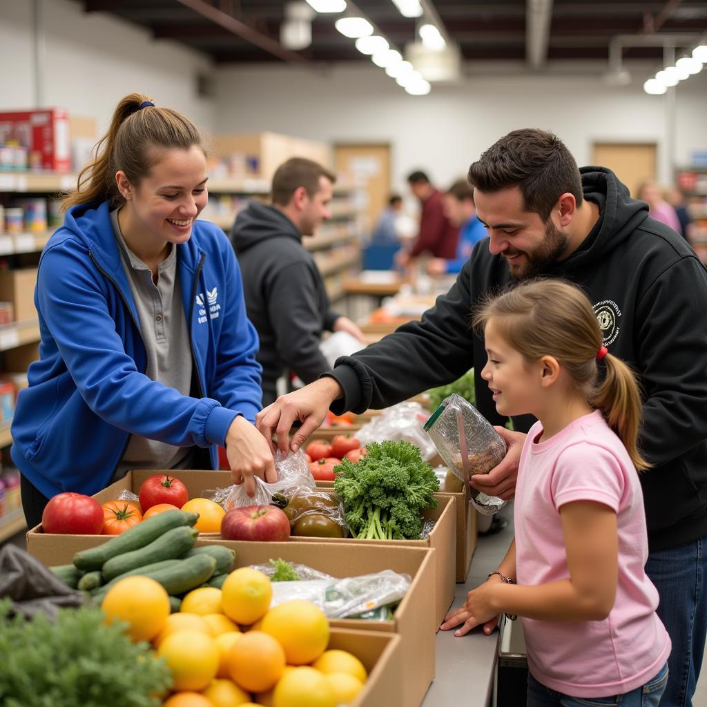 Altoona Food Bank volunteers assist families in selecting fresh produce and groceries.