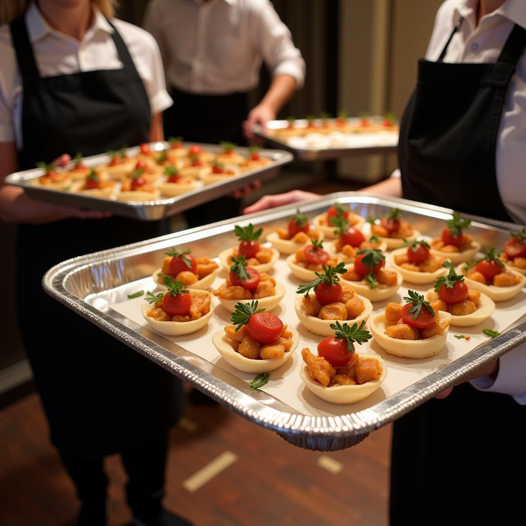 Aluminum food trays at a catering event