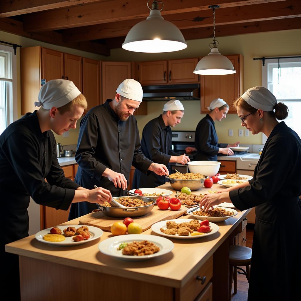 Amish Community Preparing Wedding Food