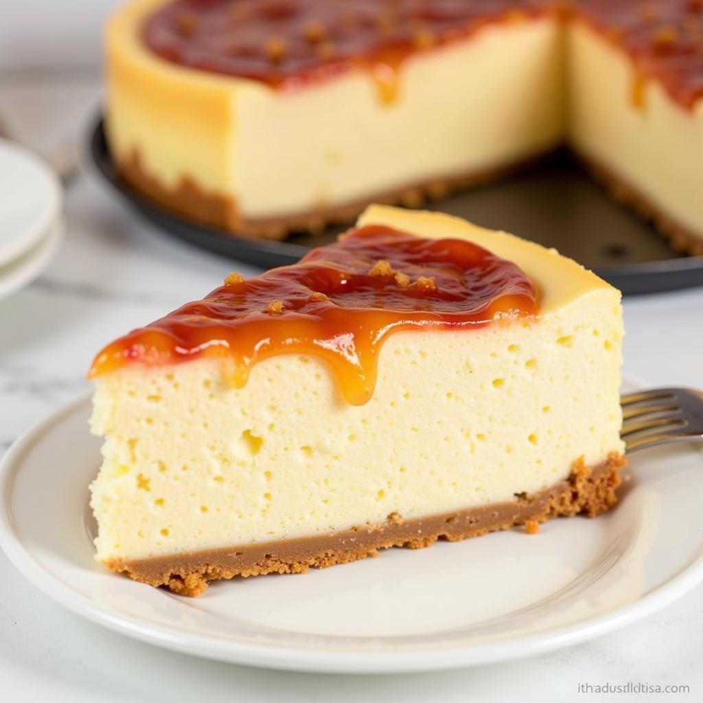 Angel food cake cheesecake with pie filling topping