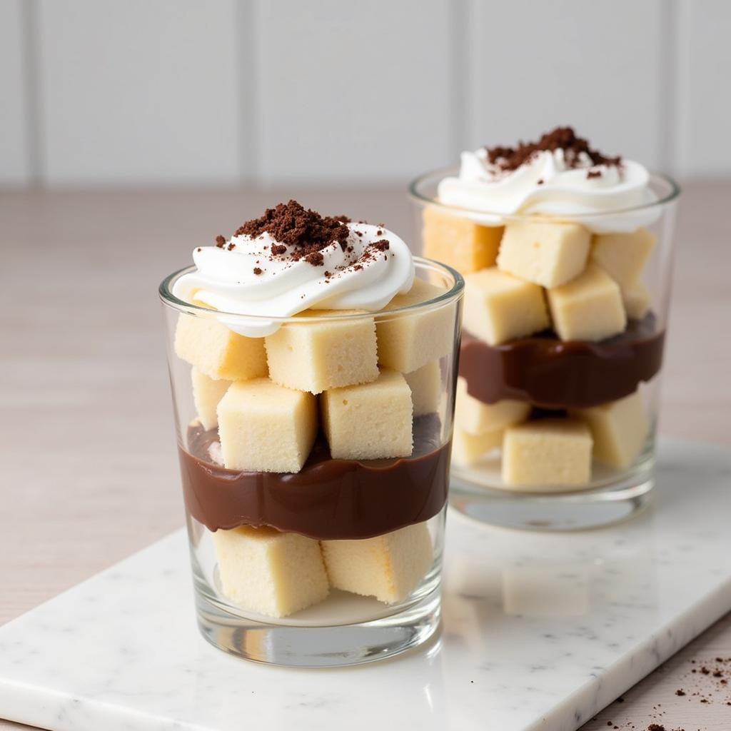 Angel Food Cake Parfaits with Chocolate Pie Filling