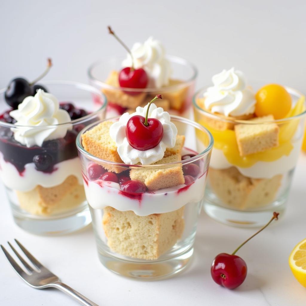 Angel Food Cake Parfaits with Various Pie Fillings