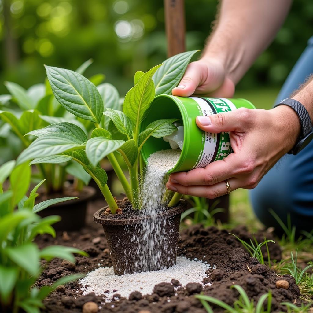 Applying Magnesium Plant Food to Garden Plants