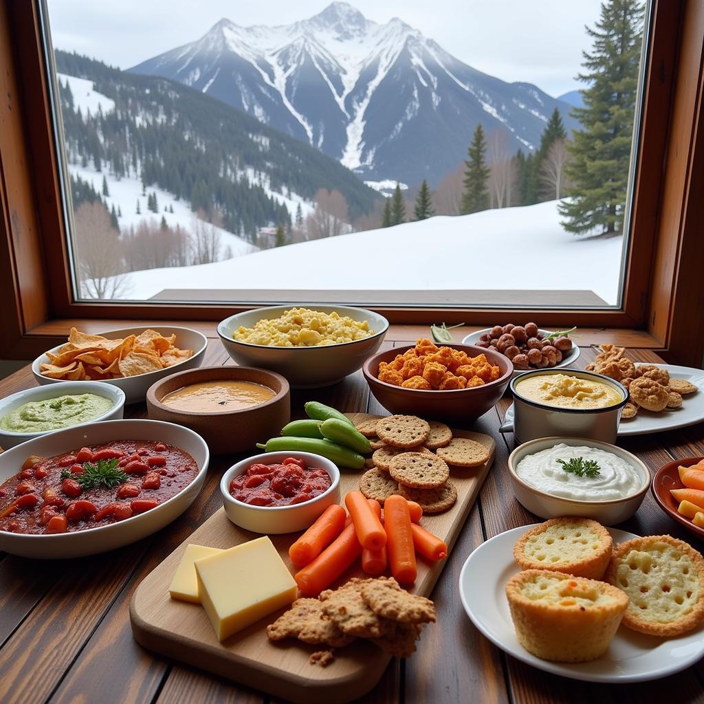 Casual Apres Ski Food Spread