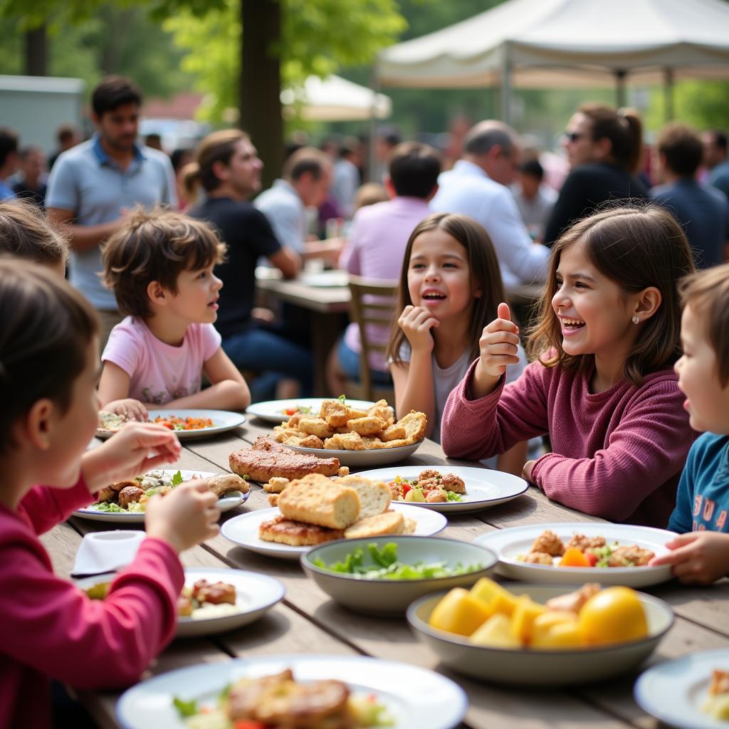 Families enjoying the Armenian food festival