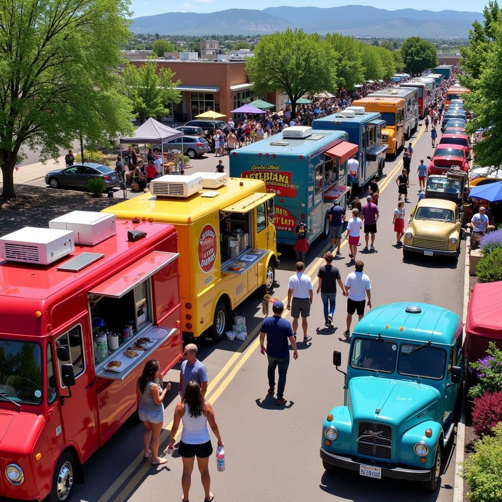 Arvada Colorado food trucks gathering at a local event