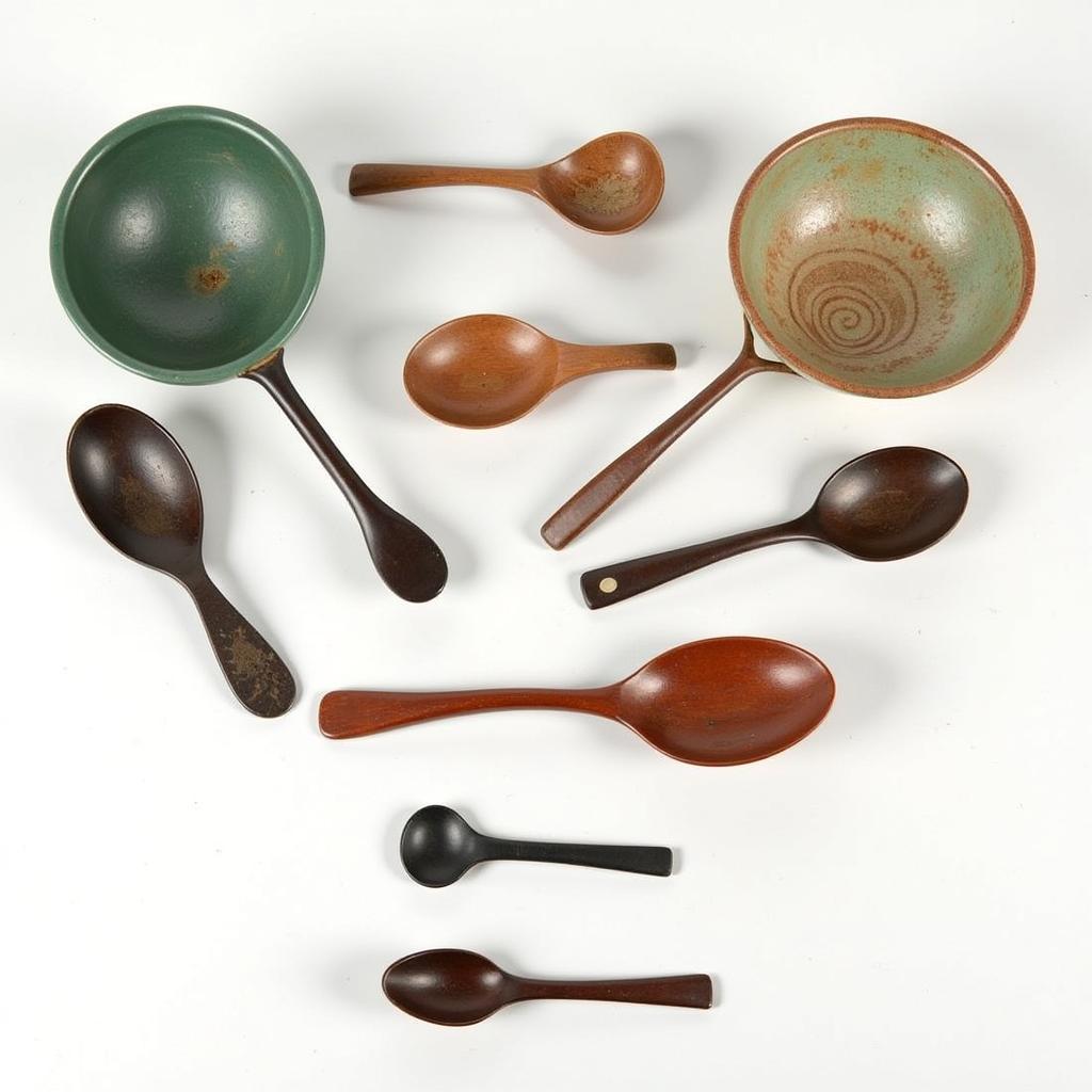 Variety of Asian Spoons and Bowls