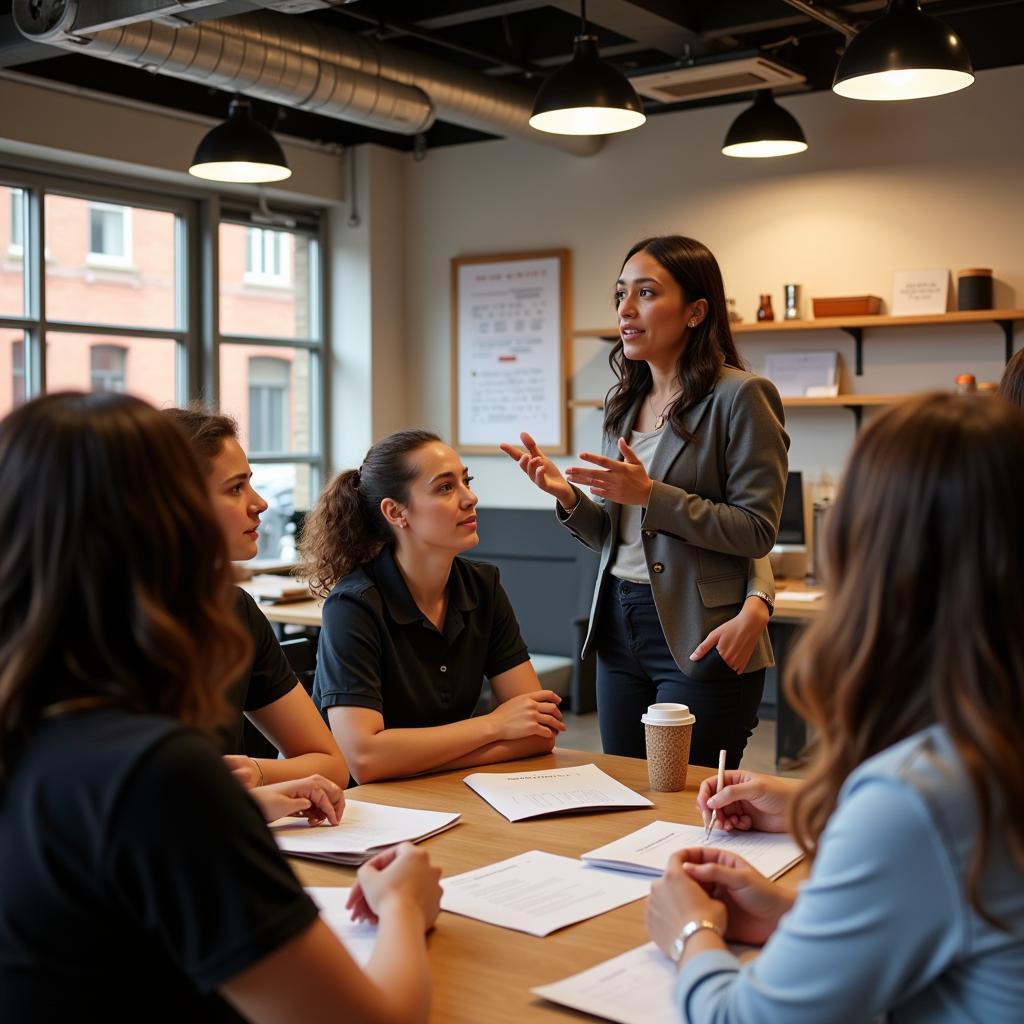 Assistant Food and Beverage Manager in a Meeting