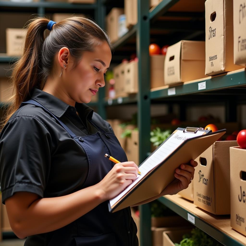 Assistant Manager Checking Inventory