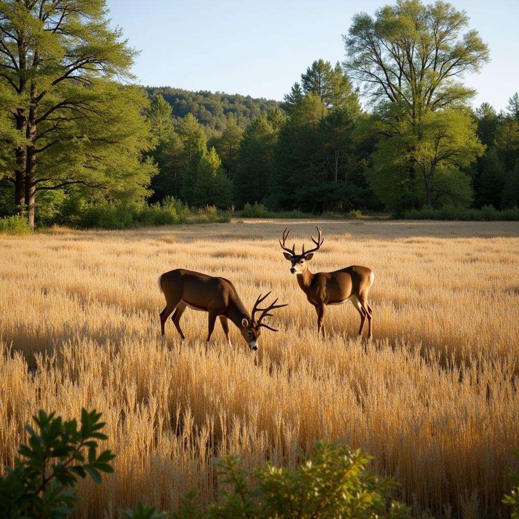 Wildlife enjoying a wheat food plot