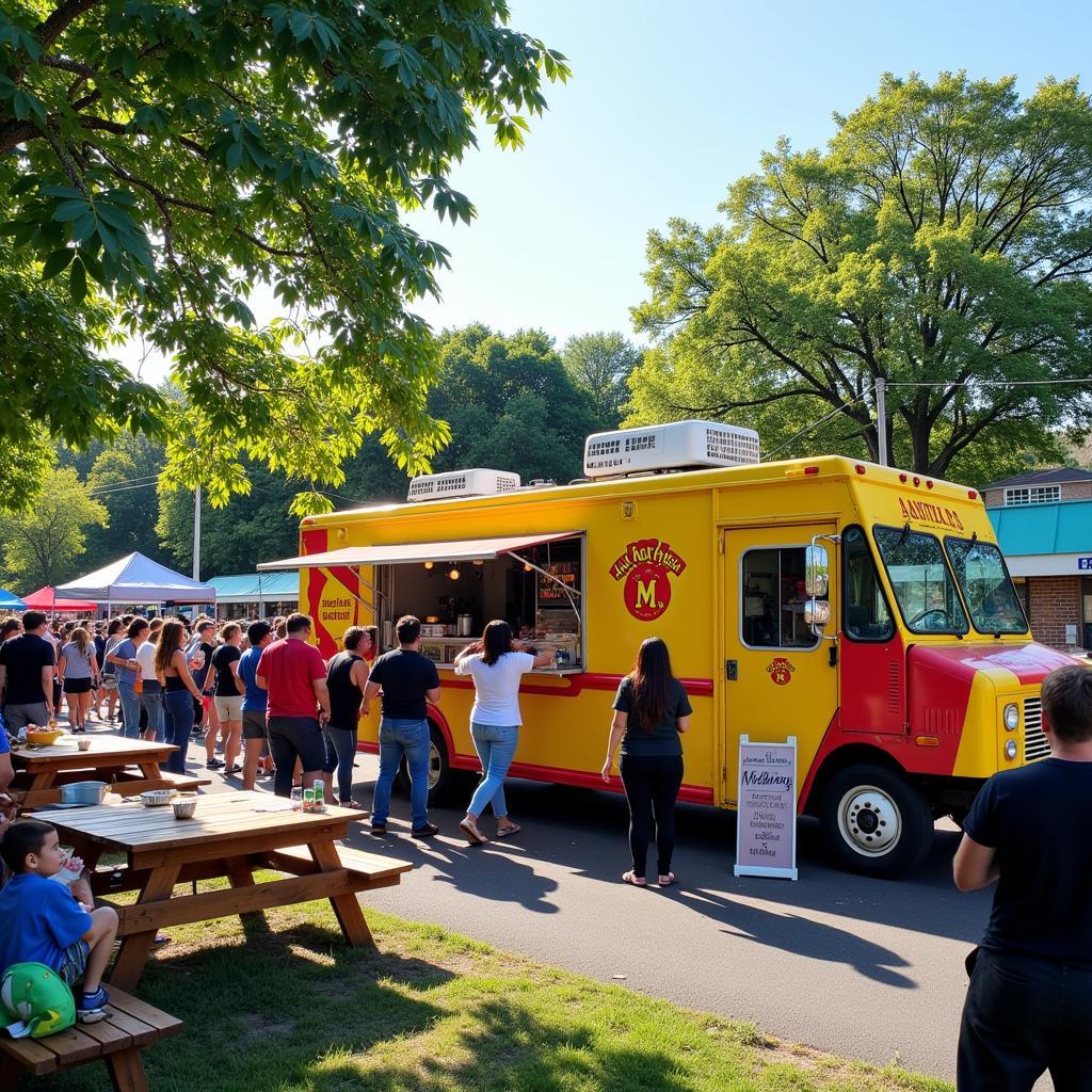 Auntie M's Food Truck Parked at a Local Event