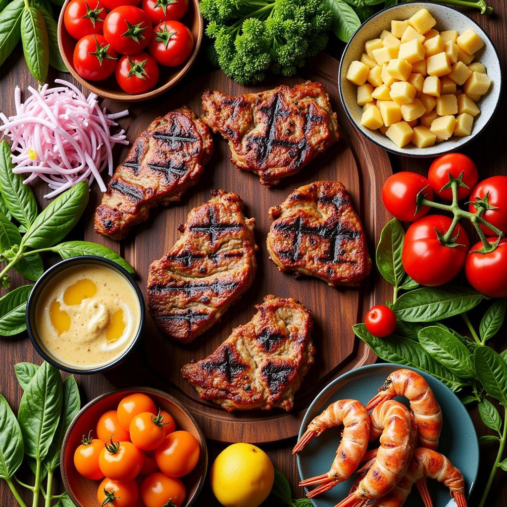 Australian BBQ Spread Featuring Native Ingredients