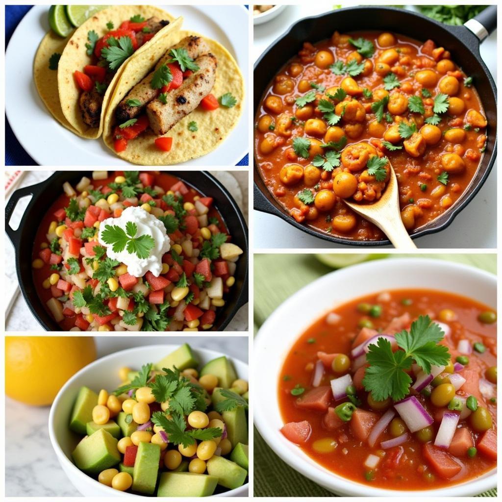 Authentic Mexican Dishes with Various Vegetables