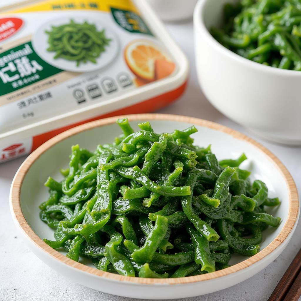 Azuma Foods seaweed salad packaging close-up