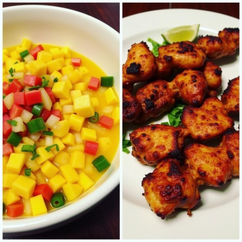 B Bob's Foods' Signature Dishes: Spicy Mango Salsa and Smoked Paprika Chicken Skewers