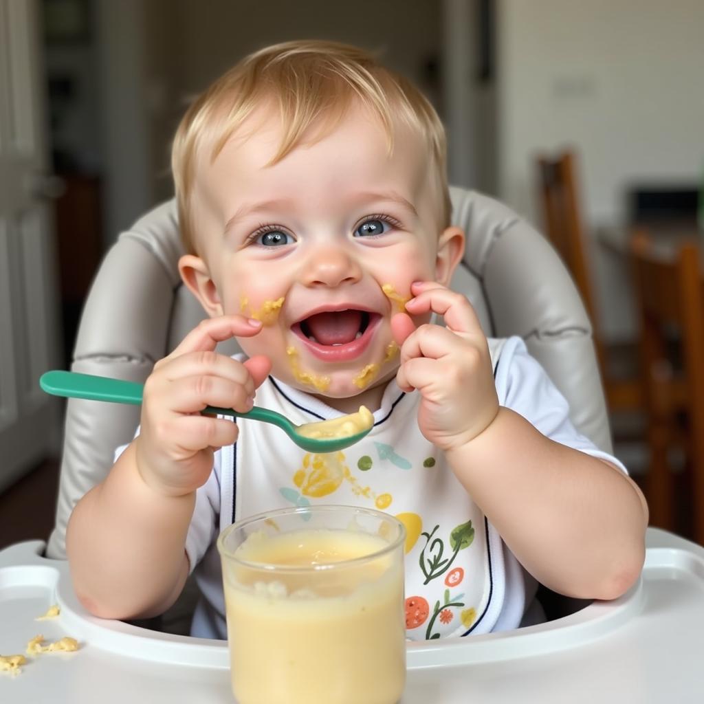 Baby Enjoying Gerber Sitter Food