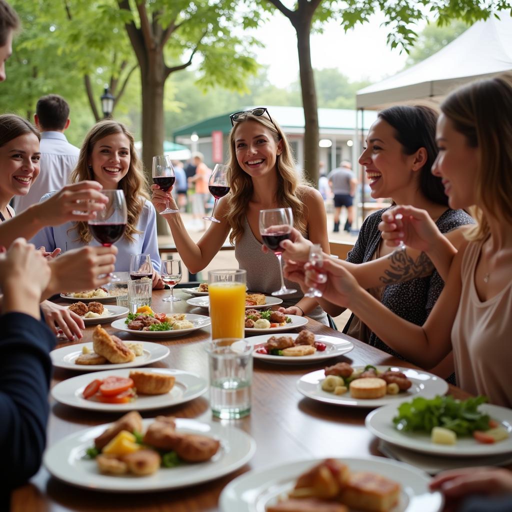 Attendees enjoying food and wine at the Bacchus Wine and Food Festival