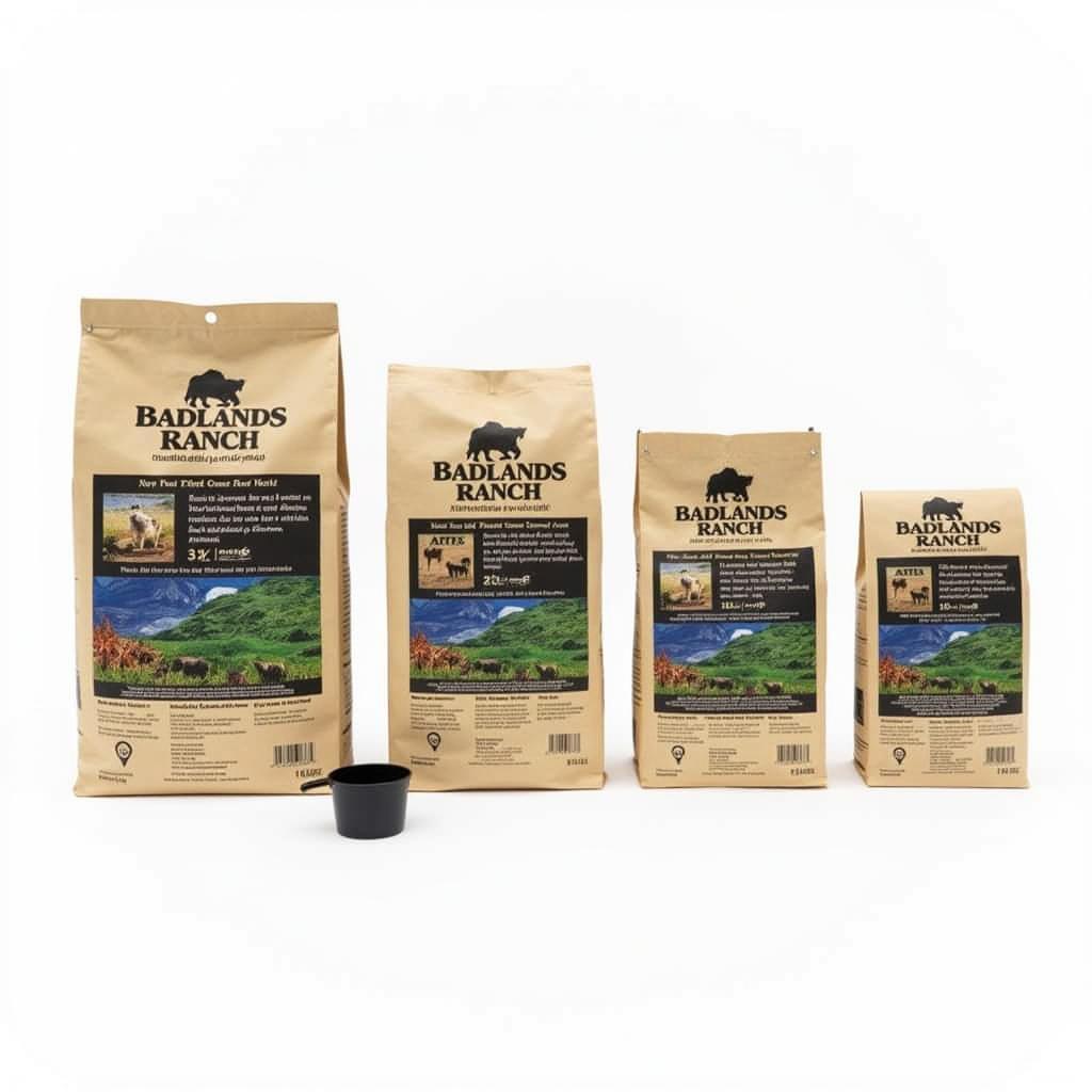 Badlands Ranch Dog Food Bag Sizes Display