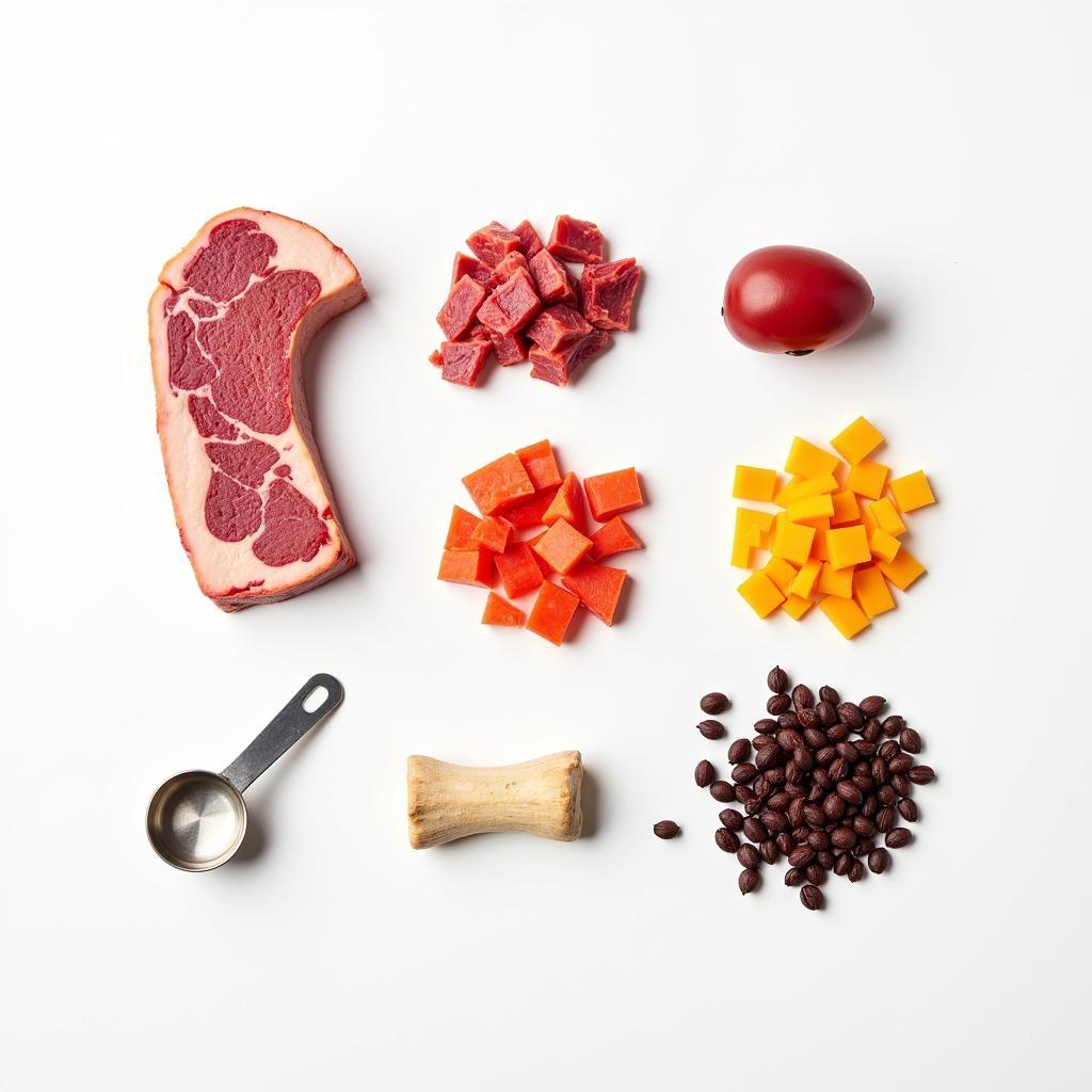 Ingredients for a balanced raw dog food diet