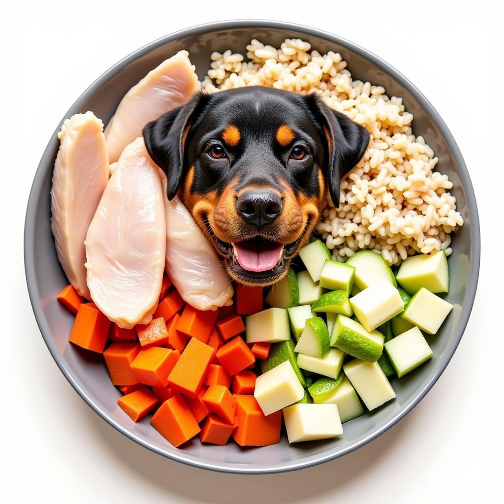 A Balanced Rottweiler Meal: Combining protein, healthy fats, and carbohydrates.