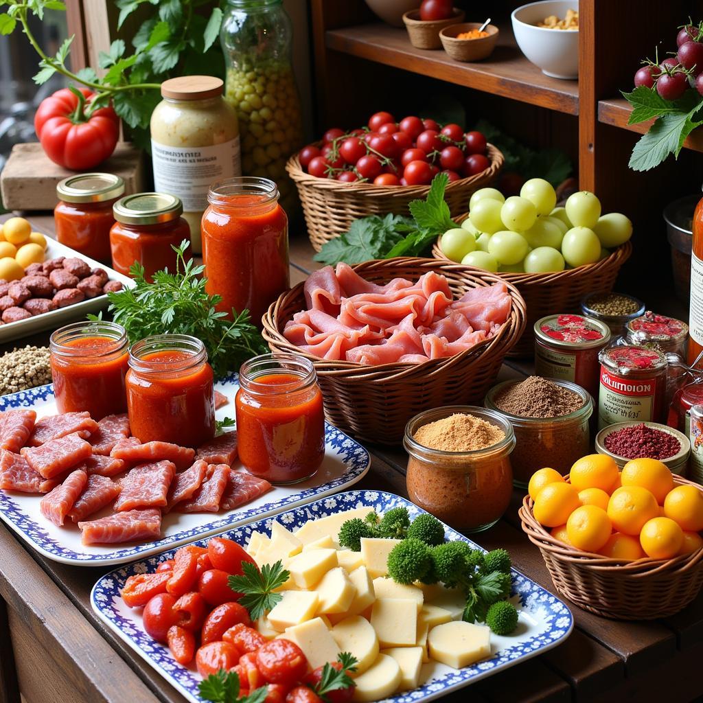 Balkan food store products display