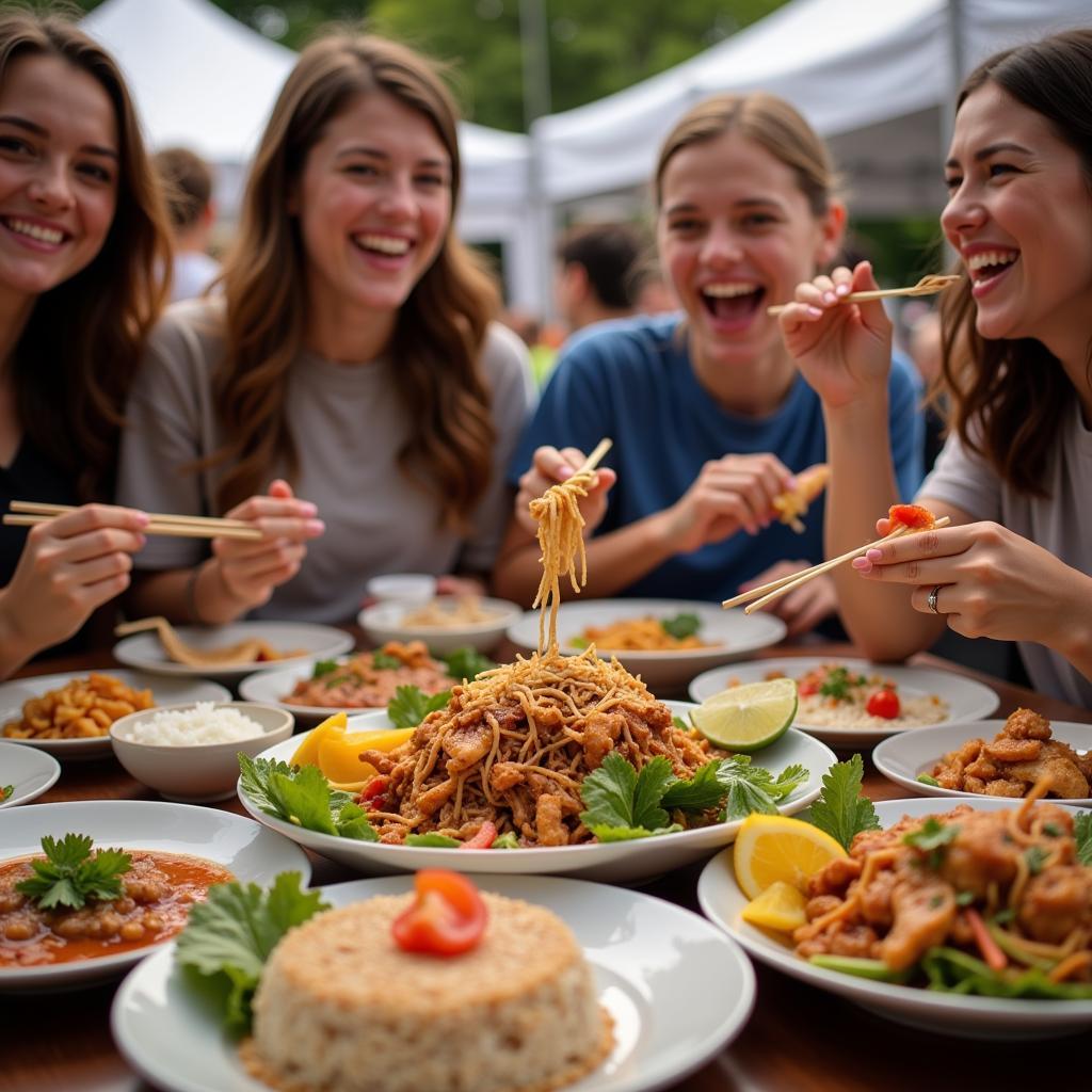 Attendees Enjoying Food at the Baltimore Asian Food Festival