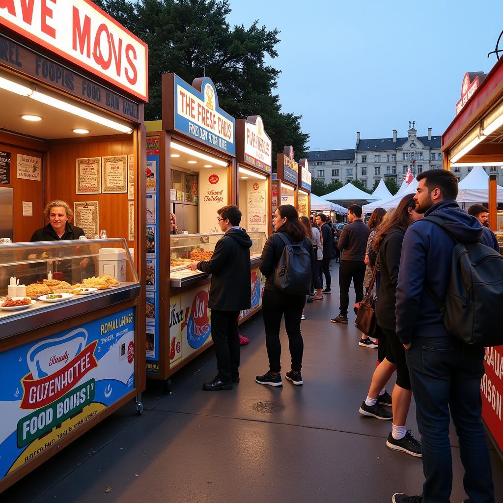 Various food stalls at a Bay Area food festival