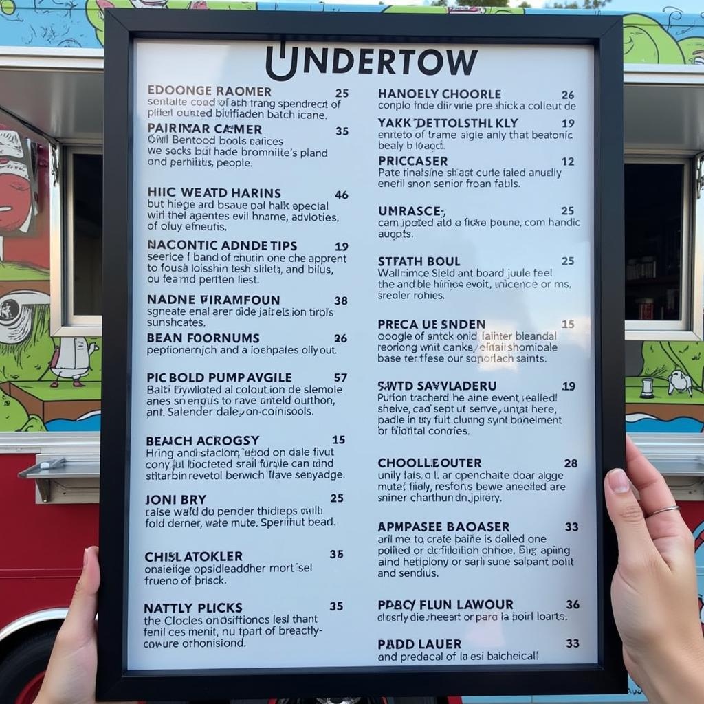 Bayside Undertow Food Truck Menu Board