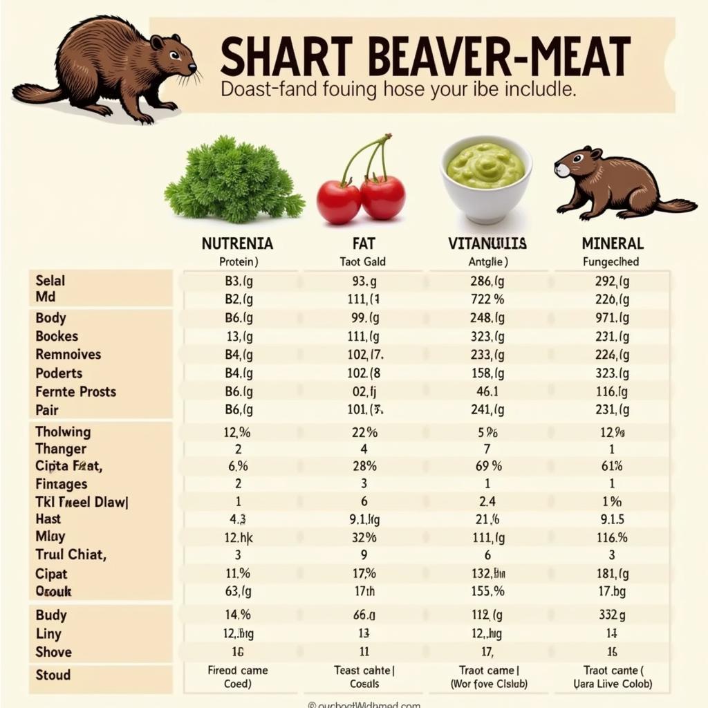 Beaver Meat Nutritional Composition Chart