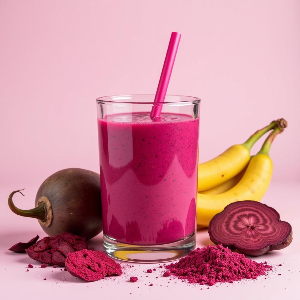 Beet powder vibrant pink smoothie healthy drink