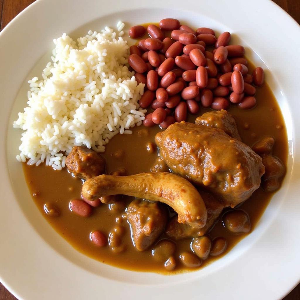 Belize Rice and Beans with Stewed Chicken